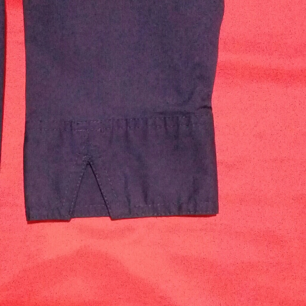 Dark Blue Stretchy Hidden Button Shirt - Picture 5 of 7